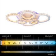 LED chandelier with remote control and crystal NOVA ROTONDA RGB 154W, 6 Circles, Cold/Warm/Neutral light, Dimmable, White
