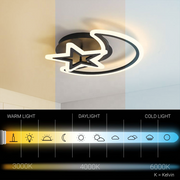 LED chandelier with remote control MOON AND STAR 45W, 2 Elements, Cold/Warm/Neutral light, Dimmable, Black