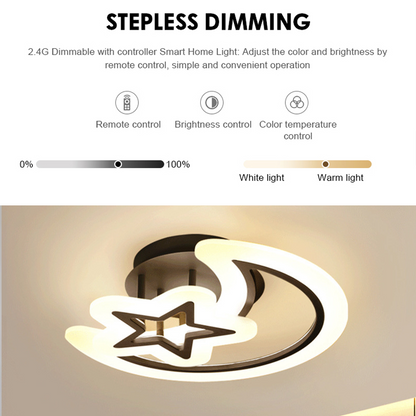 LED chandelier with remote control MOON AND STAR 45W, 2 Elements, Cold/Warm/Neutral light, Dimmable, Black