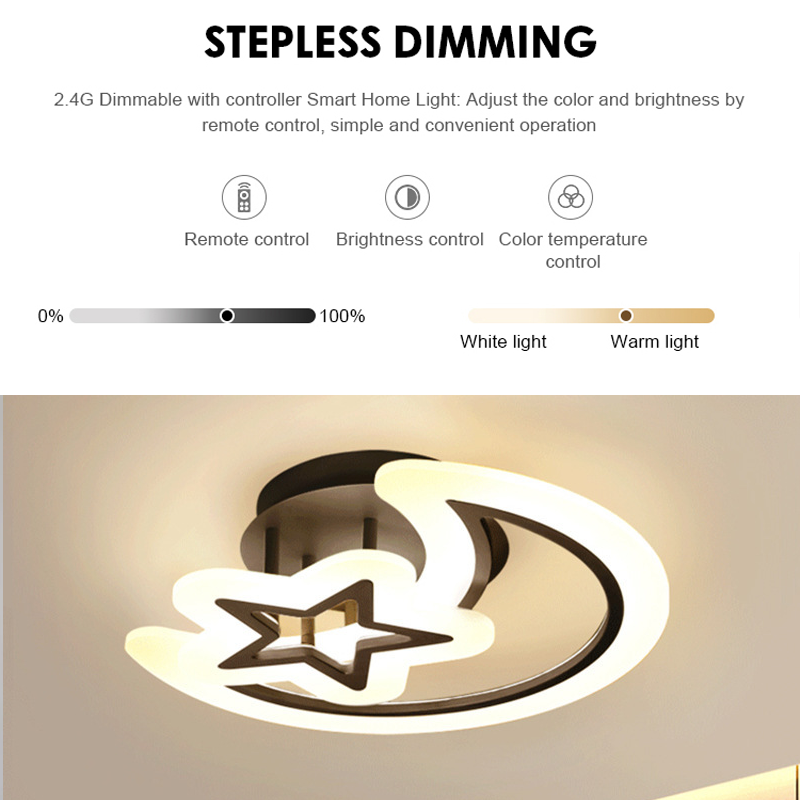 LED chandelier with remote control MOON AND STAR 45W, 2 Elements, Cold/Warm/Neutral light, Dimmable, Black