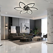 LED chandelier with remote control and crystal FLORA 82W, 6 Petals, Cold/Warm/Neutral light, Dimmable, Black