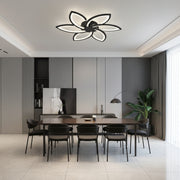 LED chandelier with remote control and crystal FLORA 82W, 6 Petals, Cold/Warm/Neutral light, Dimmable, Black