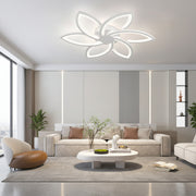 LED chandelier with remote control and crystal FLORA 82W, 6 Petals, Cold/Warm/Neutral light, Dimmable, White