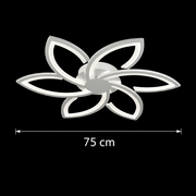 LED chandelier with remote control and crystal FLORA 82W, 6 Petals, Cold/Warm/Neutral light, Dimmable, White