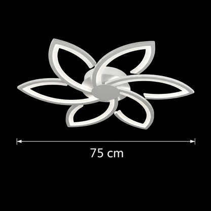 LED chandelier with remote control and crystal FLORA 82W, 6 Petals, Cold/Warm/Neutral light, Dimmable, White