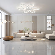 LED chandelier with remote control and crystal FLORA 82W, 6 Petals, Cold/Warm/Neutral light, Dimmable, White