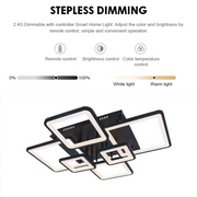 LED chandelier with remote control ELLA 124W, 6 Squares, Cold/Warm/Neutral light, Dimmable, Black