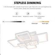 LED chandelier with remote control ELLA 124W, 6 Squares, Cold/Warm/Neutral light, Dimmable, White