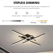 LED Chandelier with Remote Control LINEX, 43W, 4 Elements, Linear, Cold/Warm/Neutral light, Dimmable, Black