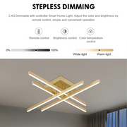 LED Chandelier with Remote Control LINEX, 54W, Light 3000K/4000K/6000K, Dimmable, Gold