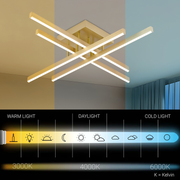 LED Chandelier with Remote Control LINEX, 54W, Light 3000K/4000K/6000K, Dimmable, Gold