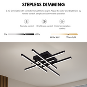 LED Chandelier with Remote Control LINEX, 63W, 6 Elements, Linear, Cold/Warm/Neutral light, Dimmable, Black