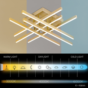 LED Chandelier with Remote Control LINEX, 83W, Light 3000K/4000K/6000K, Dimmable, Gold