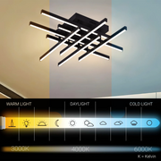 LED Chandelier with Remote Control LINEX, 90W, 8 elements, Cold/Warm/Neutral Light, Dimmable, Black