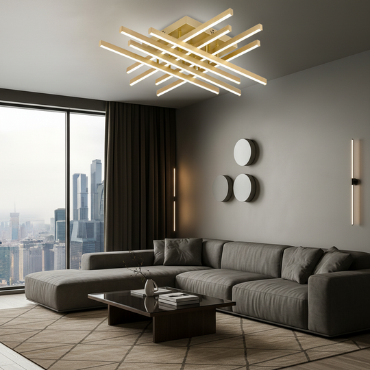 LED Chandelier with Remote Control LINEX, 108W, Light 3000K/4000K/6000K, Dimmable, Gold LED Chandeliers with Remote Control Default Title Alessandro Design