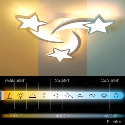 LED chandelier with remote control IPOMOEA 48W, 3 Stars, Cold/Warm/Neutral light, Dimmable, White