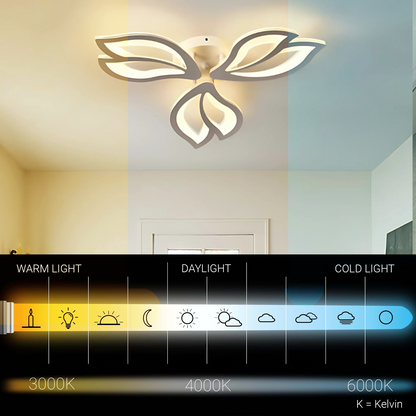LED chandelier with remote control LILY 44W, 3 Elements, Cold/Warm/Neutral light, Dimmable, White