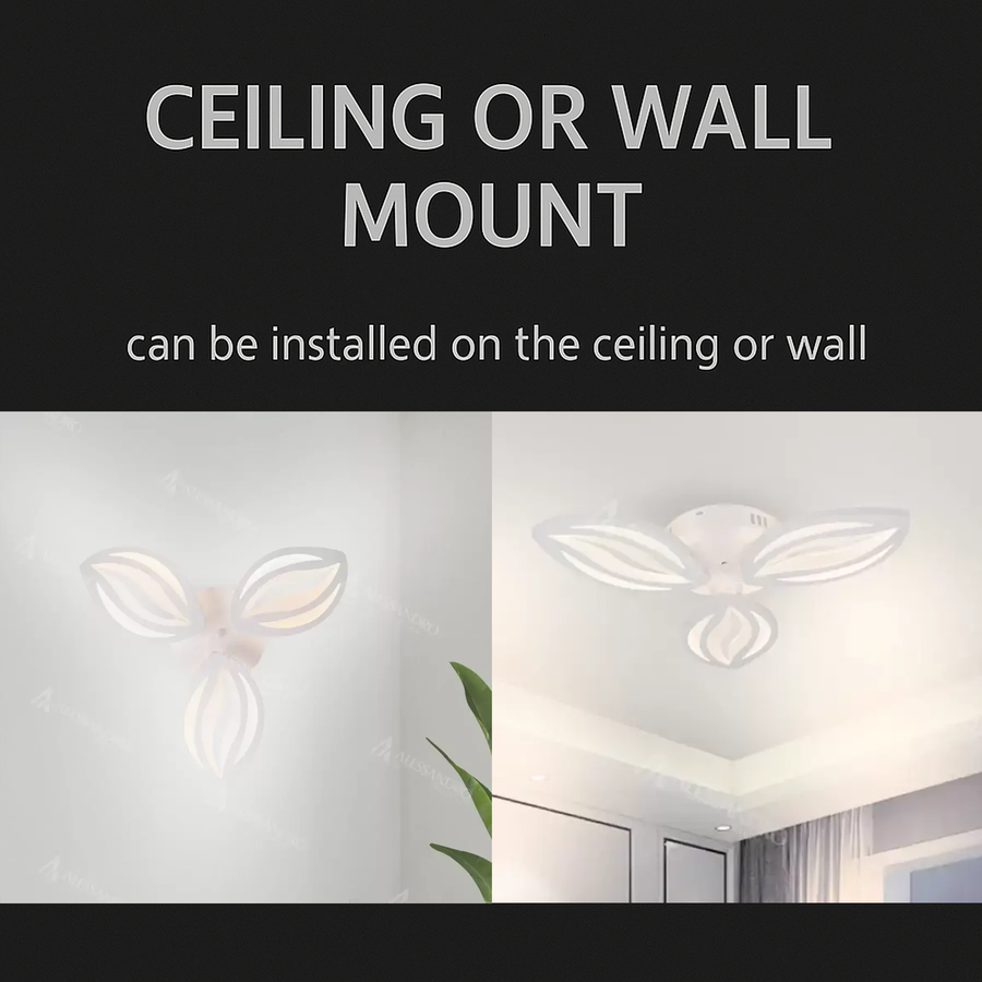 LED chandelier with remote control ORCHID 40W, 3 Petals, Cold/Warm/Neutral light, Dimmable, White