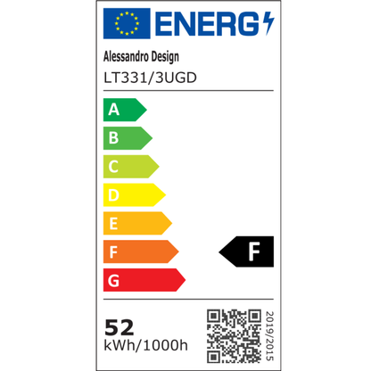 Suspended LED chandelier with remote control RIMINI 53W, 3 Elements, Cold/Warm/Neutral light, Dimmable, Gold
