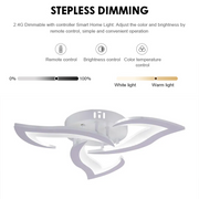 LED chandelier with remote control LOTUS 34W, 3 Petals, Cold/Warm/Neutral light, Dimmable, White