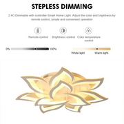 LED chandelier with remote control LOTUS 92W, 9 Petals, Cold/Warm/Neutral light, Dimmable, White