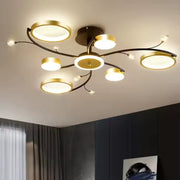 Lustra LED KARINA cu Telecomnda, 61W, Lumina Calda/Rece/Neutra, Negru/Auriu