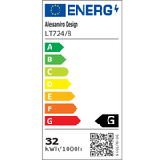 LED Chandelier with Remote Control MARIO, 56W, 8 Elements, Cold/Warm/Neutral Light, Dimmable, Black/Gold