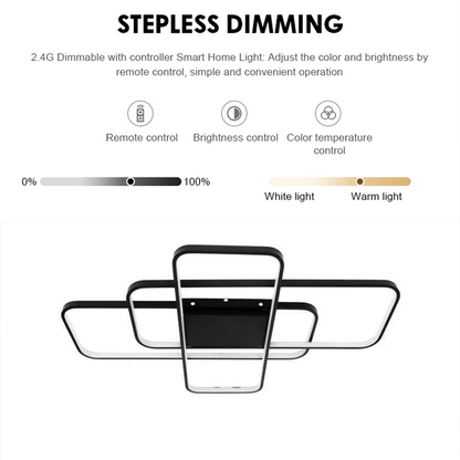 LED chandelier with remote control AXIS 96W, 3 Elements, Cold/Warm/Neutral light, Dimmable, Black