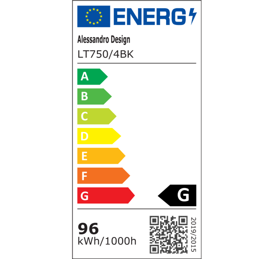 LED chandelier with remote control 98W, 4 Elements, Cold/Warm/Neutral light, Dimmable, Black