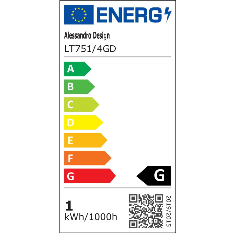 LED chandelier with remote control, Suspended 98W, 4 Elements, Cold/Warm/Neutral light, Dimmable, Adjustable height, Gold