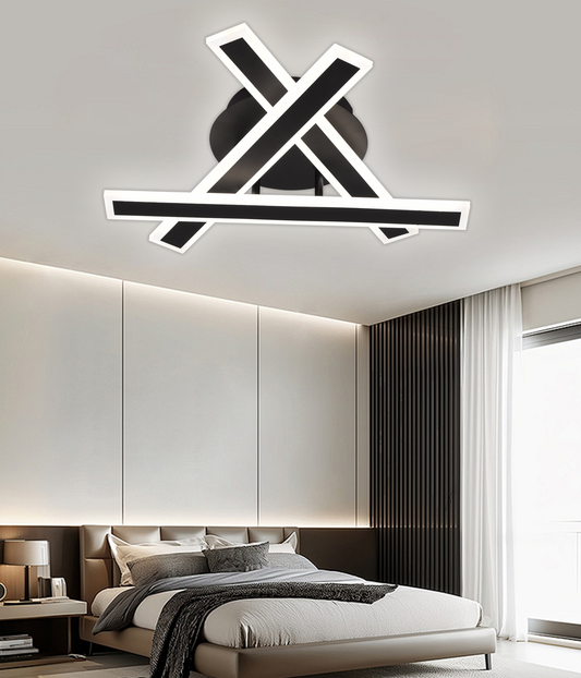 LED Chandelier with Remote Control LT755/3BK, 62.2W, 40*5.5*10, IP20, Cold/Warm/Neutral Light, Dimmable, Black, Iron, Plexiglas