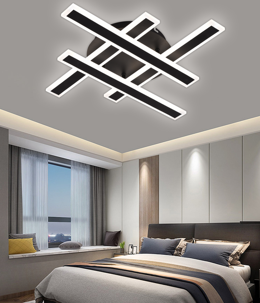 LED Chandelier with Remote Control LT755/4BK 85W, Linear, Cold/Warm/Neutral Light, Dimmable, Black