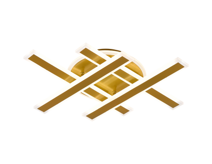 LED Chandelier with Remote Control LT755/4GD, 85W, 46*5.5*7.5, IP20, Cold/Warm/Neutral Light, Dimmable, Gold, Iron, Plexiglas