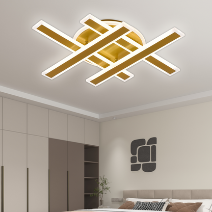 LED Chandelier with Remote Control LT755/4GD, 85W, 46*5.5*7.5, IP20, Cold/Warm/Neutral Light, Dimmable, Gold, Iron, Plexiglas