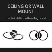 LED chandelier with remote control BETTY 28W, 2 Circles, Cold/Warm/Neutral light, Dimmable, Black