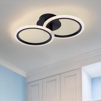 LED chandelier with remote control BETTY 28W, 2 Circles, Cold/Warm/Neutral light, Dimmable, Black