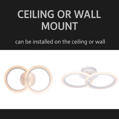 LED chandelier with remote control BETTY 28W, 2 Circles, Cold/Warm/Neutral light, Dimmable, White