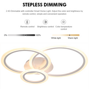 LED chandelier with remote control BETTY 41W, 3 Circles, Cold/Warm/Neutral light, Dimmable, White