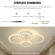 LED chandelier with remote control BETTY 44W, 4 Circles, Cold/Warm/Neutral light, Dimmable, White