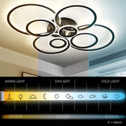 LED chandelier with remote control BETTY 130W, 8 Circles, Cold/Warm/Neutral light, Dimmable, Black