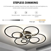 LED chandelier with remote control BETTY 130W, 8 Circles, Cold/Warm/Neutral light, Dimmable, Black