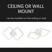 LED chandelier with remote control ZOE 69W, 2 Squares, Cold/Warm/Neutral light, Dimmable, White