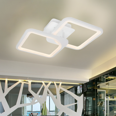 LED chandelier with remote control ZOE 69W, 2 Squares, Cold/Warm/Neutral light, Dimmable, White