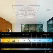 LED chandelier with remote control ZOE 135W, 8 Squares, Cold/Warm/Neutral light, Dimmable, White