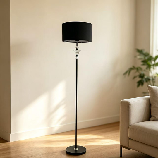 PAVLODAR lamp, 1 x E27, Metal and Crystal, Black