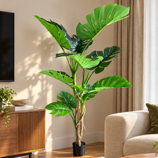 Artificial Plant Type Monstera Deliciosa, 11 leaves, 160 cm, Green