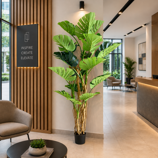 Artificial Plant Type Monstera Deliciosa, 17 leaves, 220 cm, Green