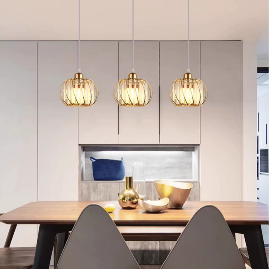 Modern Classic Chandelier, Suspended, Monica, 3 X E27, Gold, Metal and Glass, Adjustable Height Classic Chandeliers Default Title Alessandro Design