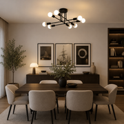 Classic Modernist Octa Chandelier, 8x E27, Black, Modern Design, Metal, Without Lampshade