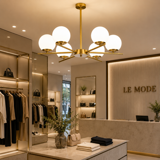 NUUK Classic Chandelier, 90x57cm, 6xE27, Gold